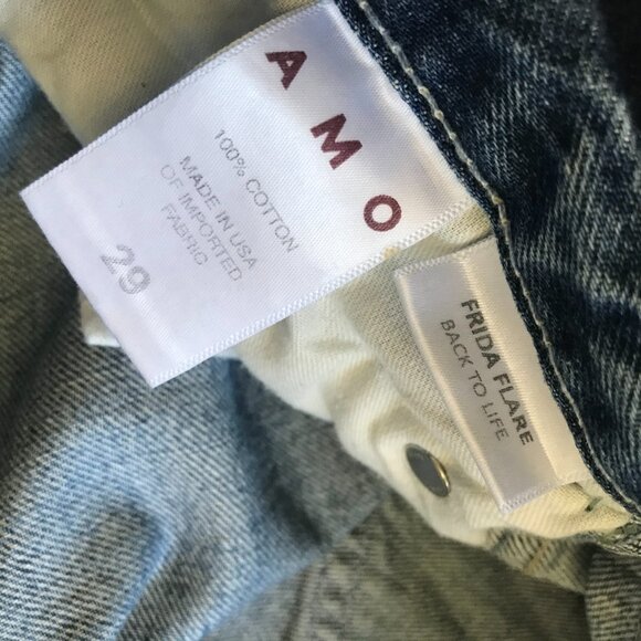 AMO Frida Flare Jeans Denim Womens 29 High Rise Wide Leg Back to Life Distressed - Picture 8 of 12
